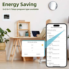 Salcar Smart WLAN Raumthermostat für Elektrische Fußbodenheizung – 16A Touchscreen Thermostat mit LCD-Display, App- & Sprachsteuerung, Kompatibel mit Alexa & Tuya, Weiß, Programmierbar Salcar