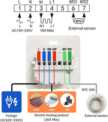 Salcar Smart WLAN Raumthermostat für Elektrische Fußbodenheizung – 16A Touchscreen Thermostat mit LCD-Display, App- & Sprachsteuerung, Kompatibel mit Alexa & Tuya, Weiß, Programmierbar Salcar