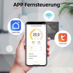 Salcar WLAN Thermostat für elektrische Fußbodenheizung – LCD Touchscreen, 16A, programmierbar, kompatibel mit Alexa & Google Assistant, Schwarz