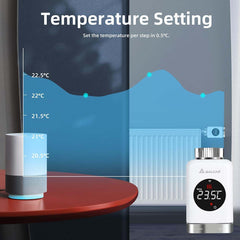 Salcar Smart Heizkörperthermostat TRV801W – WLAN Thermostat mit LCD-Display, Kompatibel mit Alexa & Google Home, App-Steuerung über Tuya, Kein Gateway Erforderlich Salcar