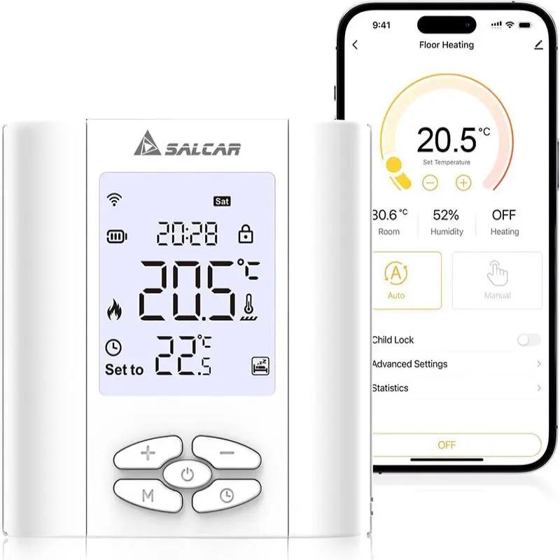 Salcar WiFi Raumthermostat mit Luftfeuchtigkei, Smart Thermostat Salcar