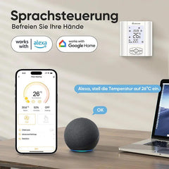 Salcar WiFi Raumthermostat mit Luftfeuchtigkei, Smart Thermostat Salcar