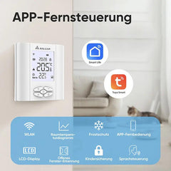 Salcar WiFi Raumthermostat mit Luftfeuchtigkei, Smart Thermostat Salcar