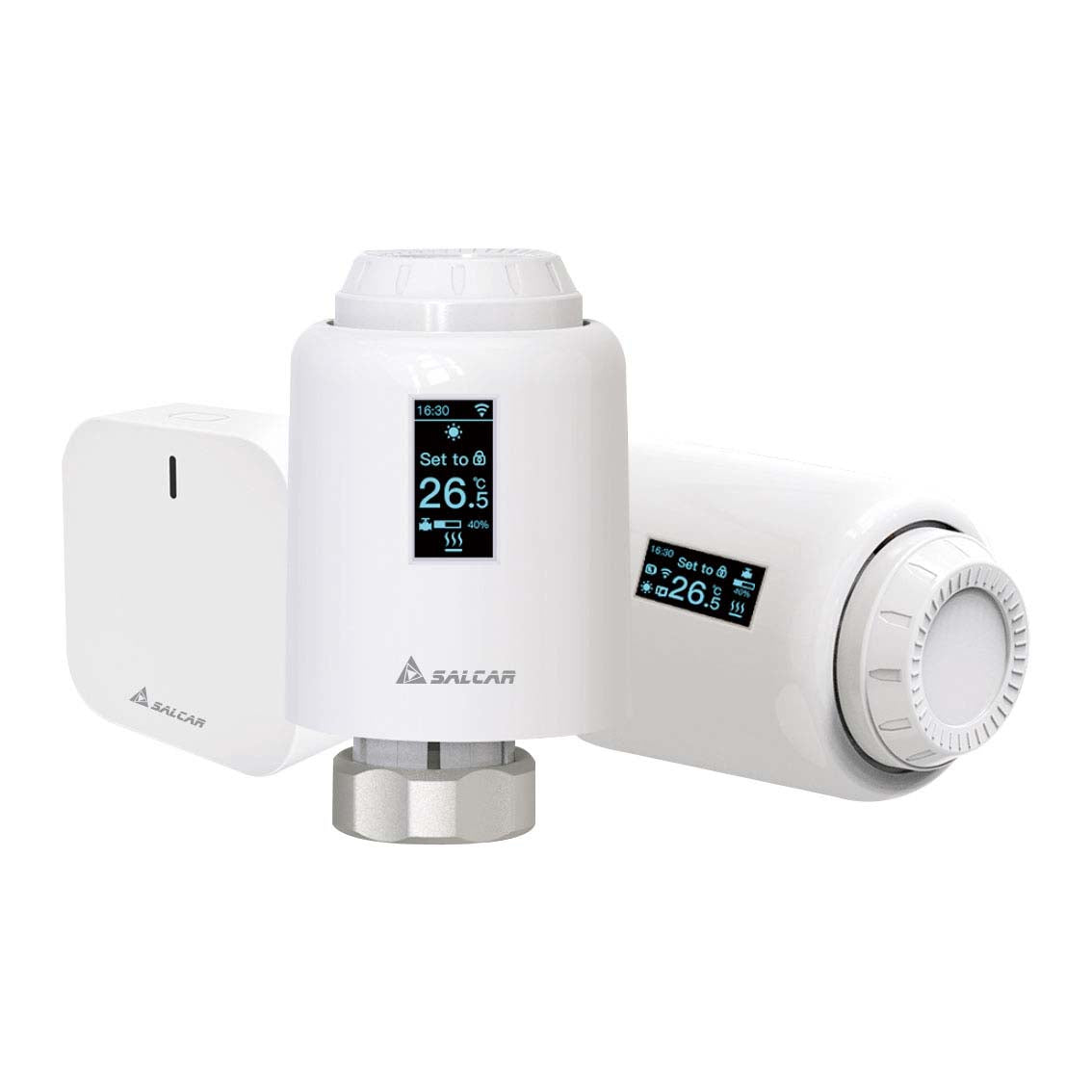 Salcar Smartes Heizkörperthermostat Set – ZigBee Thermostat mit Gateway, OLED-Display, kompatibel mit Alexa & Google Assistant, programmierbar
