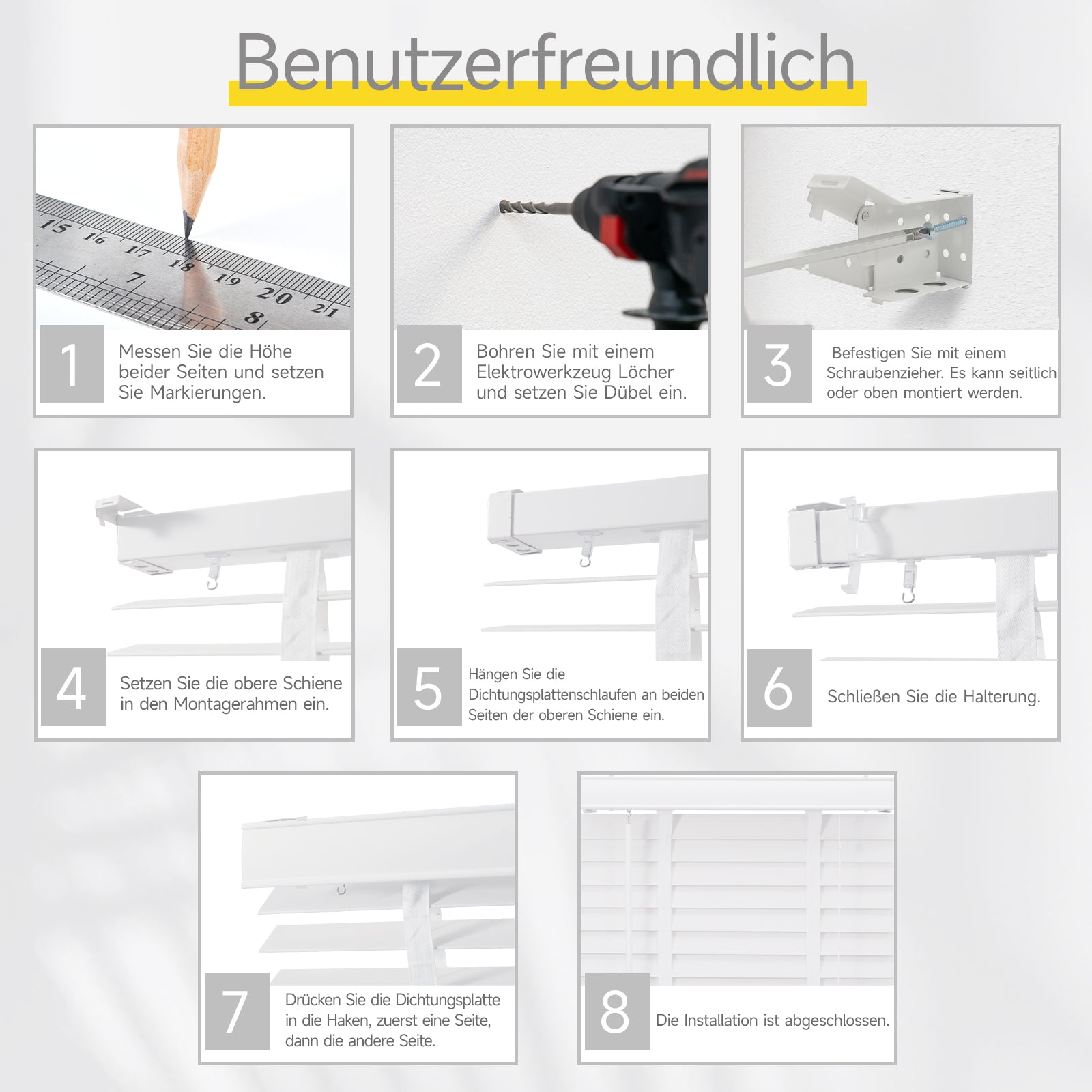 Sekey Weiße Holzjalousie 50 mm - Echtholz - Jalousette mit edler Holzmaserung Sekey