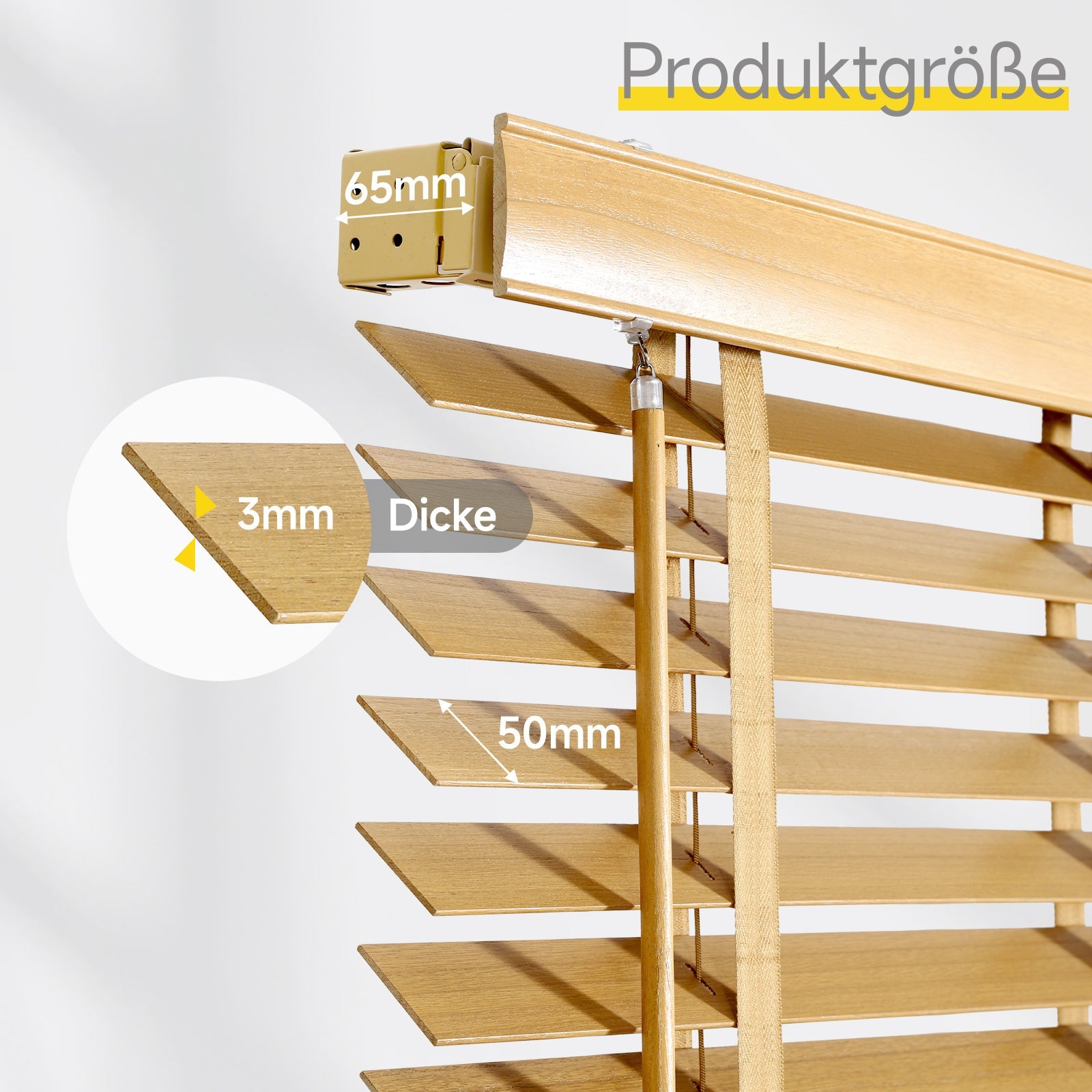 Sekey Jalousie aus Echtholz- Naturholzfarbe - 50 mm Lamellen mit natürlicher Holzoptik SEKEYMALL
