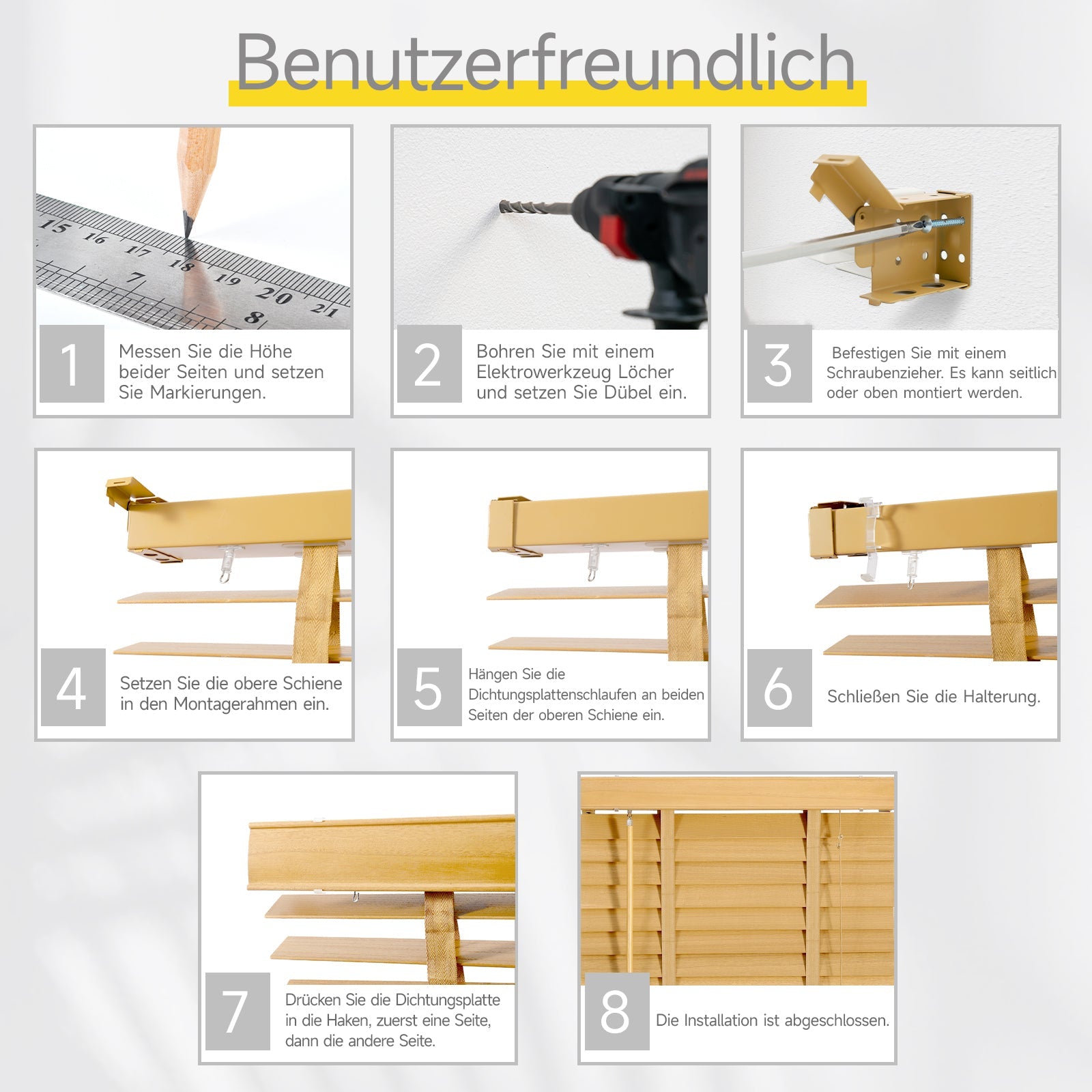 Sekey Jalousie aus Echtholz- Naturholzfarbe - 50 mm Lamellen mit natürlicher Holzoptik SEKEYMALL