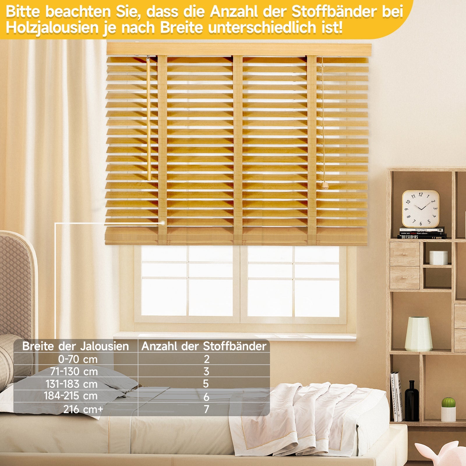 Sekey Jalousie aus Echtholz- Naturholzfarbe - 50 mm Lamellen mit natürlicher Holzoptik SEKEYMALL