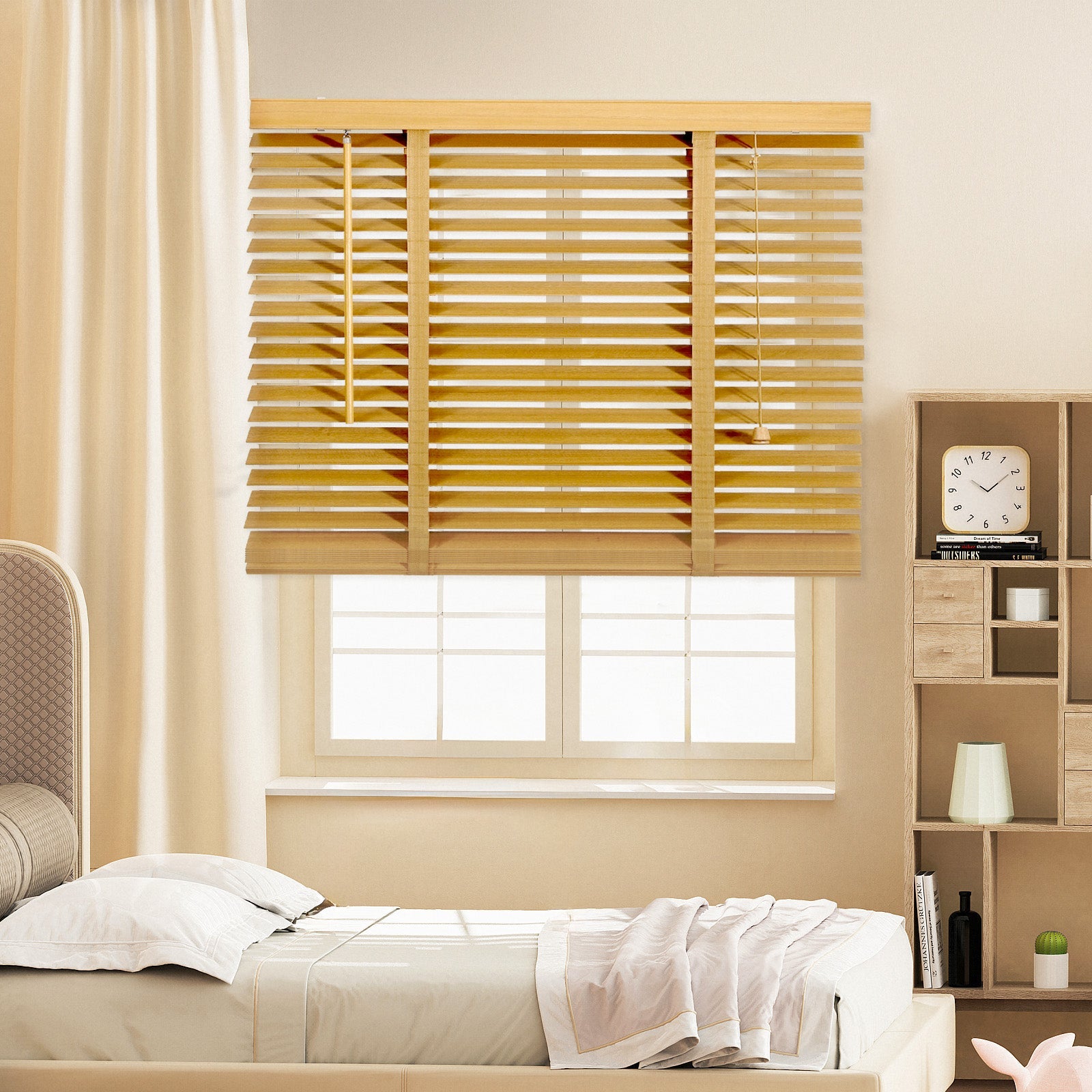 Sekey Jalousie aus Echtholz- Naturholzfarbe - 50 mm Lamellen mit natürlicher Holzoptik SEKEYMALL