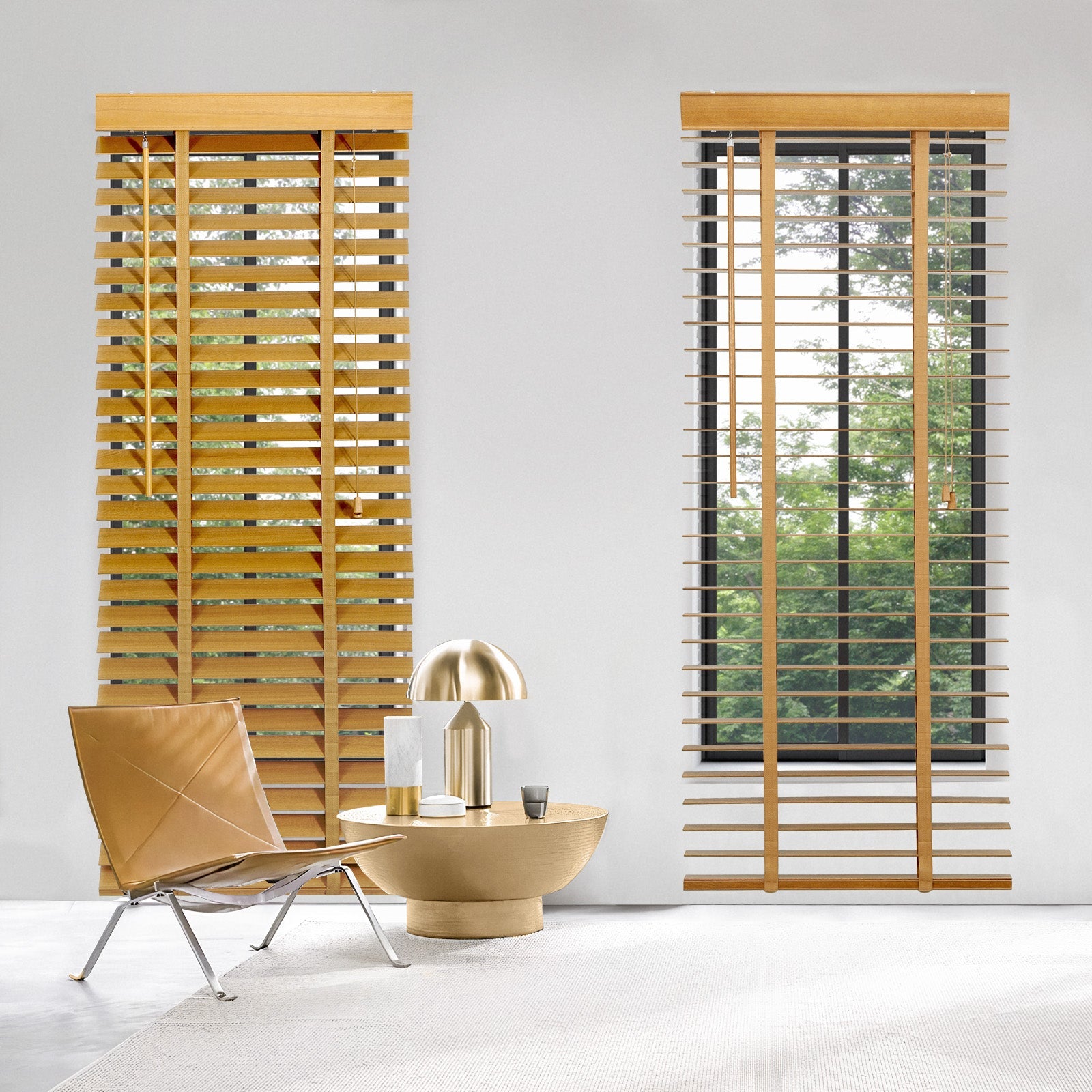 Sekey Jalousie aus Echtholz- Naturholzfarbe - 50 mm Lamellen mit natürlicher Holzoptik SEKEYMALL