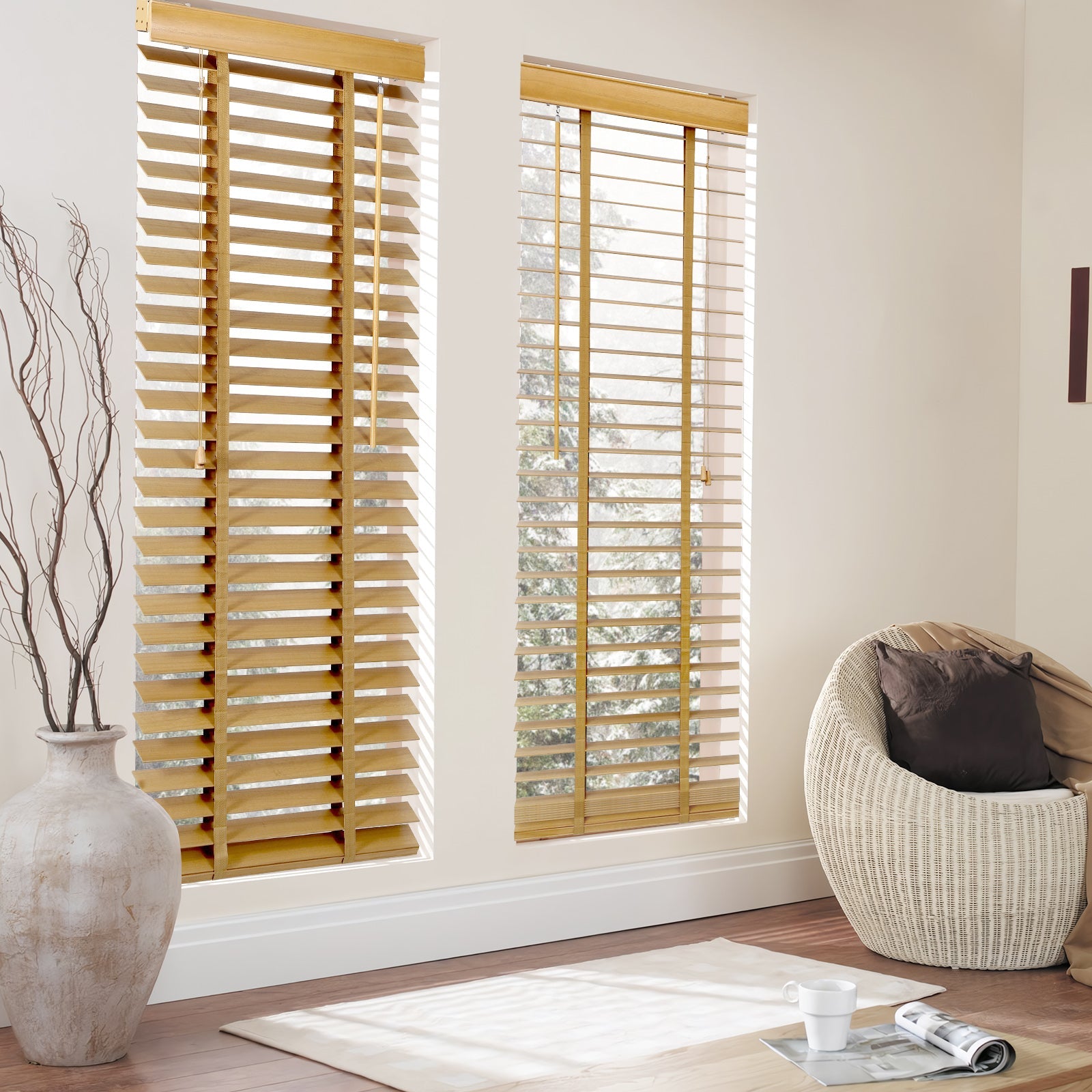 Sekey Jalousie aus Echtholz- Naturholzfarbe - 50 mm Lamellen mit natürlicher Holzoptik SEKEYMALL