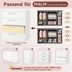 Sekey Aufbewahrungsboxen Set S 6er Stoffboxen in verschiedenen Größen | Faltbar, formstabil & ideal für Schubladen