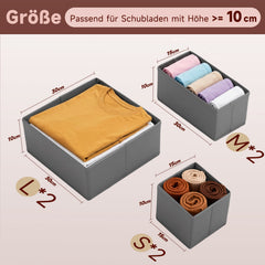 Sekey Aufbewahrungsboxen Set S 6er Stoffboxen in verschiedenen Größen | Faltbar, formstabil & ideal für Schubladen
