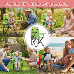 Sunula Kinder Klappstuhl Outdoor – Campingstuhl mit Frosch-Motiv & Getränkehalter, leicht & stabil, faltbar für Garten, Picknick & Camping