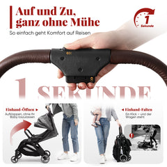 Sekey BW732 Reise-Kinderwagen Ultraleicht & Einhand-klappbar | 3-fach verstellbare Rückenlehne, 4-Rad-Federung, Regenschutz, 5-Punkt-Gurt, Handgepäckgeeignet