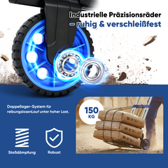 Sekey Klappbare Sackkarre 150 kg Verstärkter Alurahmen, XXL Anti-Rutsch-Ladefläche, TPR-Räder, höhenverstellbarer Griff & 1-Sekunden-Faltung inkl. 2 Expanderseilen