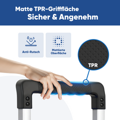 Sekey Klappbare Sackkarre 150 kg Verstärkter Alurahmen, XXL Anti-Rutsch-Ladefläche, TPR-Räder, höhenverstellbarer Griff & 1-Sekunden-Faltung inkl. 2 Expanderseilen