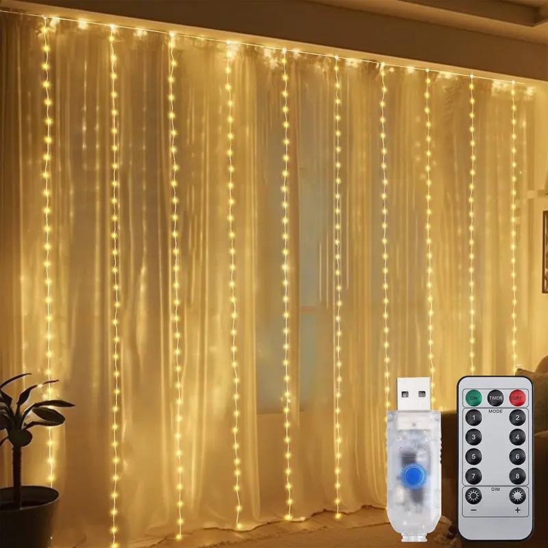 Salcar 2 x 2 m LED Lichtervorhang mit Fernbedienung, 200 LEDs, USB-betrieben Salcar