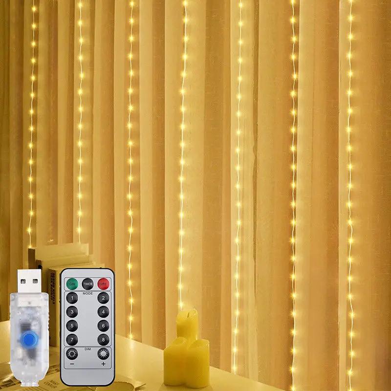 Salcar 2 x 2 m LED Lichtervorhang mit Fernbedienung, 200 LEDs, USB-betrieben Salcar