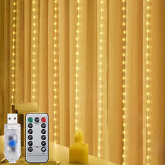 Salcar 2 x 2 m LED Lichtervorhang mit Fernbedienung, 200 LEDs, USB-betrieben Salcar
