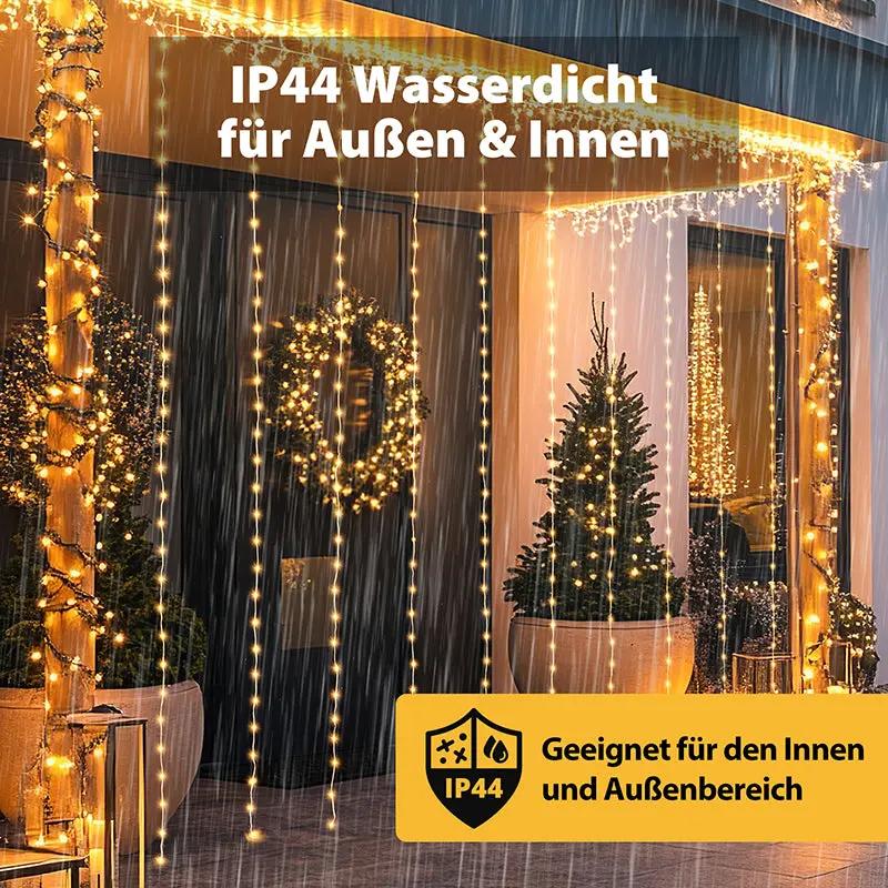 Salcar 2 x 2 m LED Lichtervorhang mit Fernbedienung, 200 LEDs, USB-betrieben Salcar