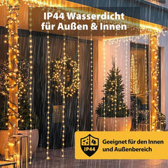Salcar 2 x 2 m LED Lichtervorhang mit Fernbedienung, 200 LEDs, USB-betrieben Salcar