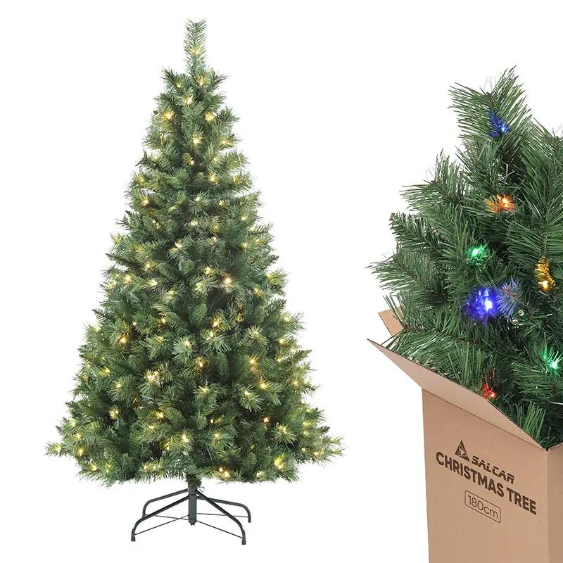 Salcar 120/150/180/210/240cm Künstlicher Weihnachtsbaum mit LED, mit 226/382/580/868/1168 Spitzen und 250/380/450 LEDs Salcar