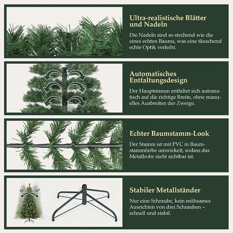 Salcar 120/150/180/210/240cm Künstlicher Weihnachtsbaum mit LED, mit 226/382/580/868/1168 Spitzen und 250/380/450 LEDs Salcar
