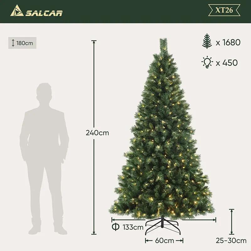 Salcar 120/150/180/210/240cm Künstlicher Weihnachtsbaum mit LED, mit 226/382/580/868/1168 Spitzen und 250/380/450 LEDs Salcar