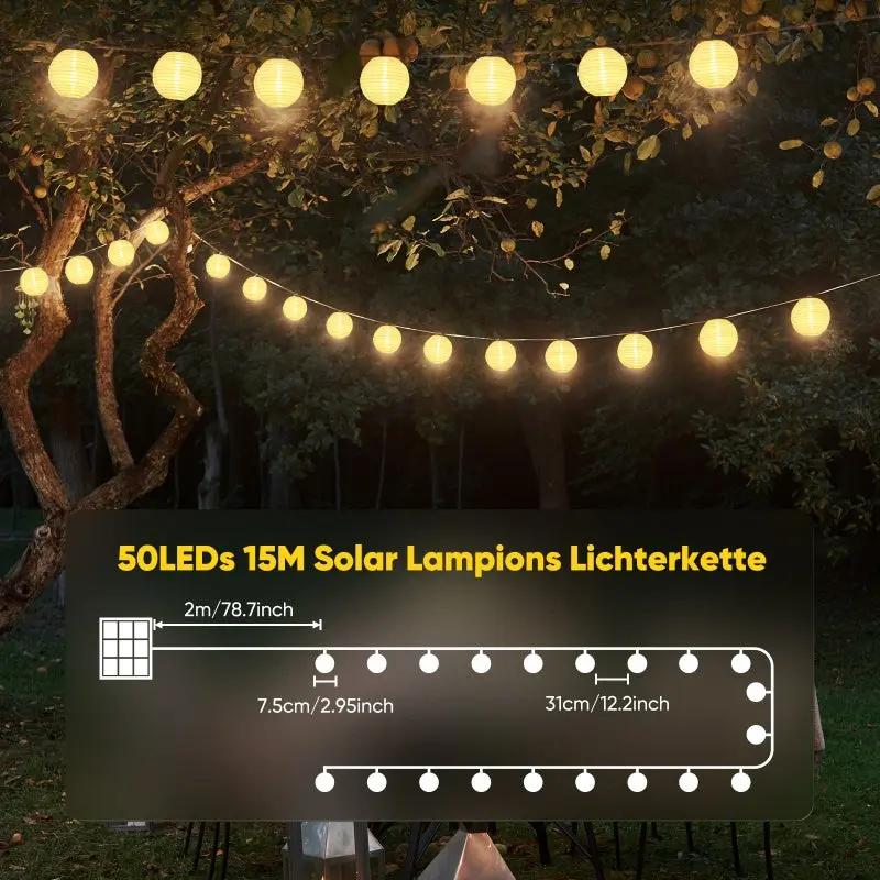 Salcar 5 m/15 m/20 m Solar Lampions Lichterkette, 20/50/80 LEDs Salcar