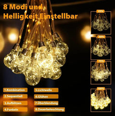 Salcar 5m/10m solar LED  Hanfseil Lichterkette mit 10/20 Glühbirnen ,149/299 LEDs Sekey