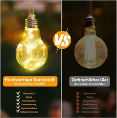 Salcar 5m/10m solar LED  Hanfseil Lichterkette mit 10/20 Glühbirnen ,149/299 LEDs Sekey