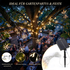 Salcar LED Solar Feuerwerk Lichterkette Außen – 75 LEDs, 8 Modi, Warmweiß Garten- & Weihnachtsdeko