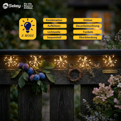Salcar LED Solar Feuerwerk Lichterkette Außen – 75 LEDs, 8 Modi, Warmweiß Garten- & Weihnachtsdeko