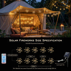 Salcar LED Solar Feuerwerk Lichterkette Außen – 150 LEDs, 10 Stränge, 8 Modi, Fernbedienung, Warmweiß Garten- & Weihnachtsdeko
