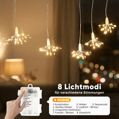 Salcar LED Feuerwerk Lichterkette Warmweiß – 45 / 90 LEDs, 3D Leuchtstäbe, 3 & 6 Stränge, batteriebetrieben, Fenster & Deko
