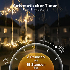 Salcar LED Feuerwerk Lichterkette Warmweiß – 45 / 90 LEDs, 3D Leuchtstäbe, 3 & 6 Stränge, batteriebetrieben, Fenster & Deko