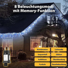 Salcar 2m/5 m / 10 m LED Eisregen Lichterkette, 80/ 200 / 400 LEDs, 31V GS-zertifizierte Stromversorgung Salcar