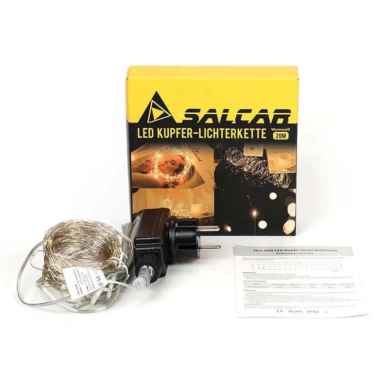 Salcar 20 m LED Micro Lichterkette, 200 LEDs, 4,5V GS zertifizierte Stromversorgung Sekey