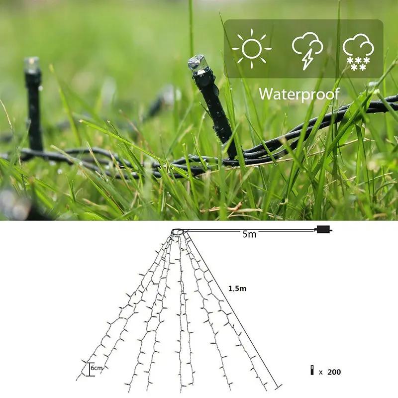 Salcar 1.5 m LED Lichterkette für Weihnachtsbaum, mit 8 Strängen, 200 LEDs Salcar