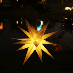 Salcar LED Papierstern 60 cm Weiß – Beleuchteter 3D Weihnachtsstern mit 18 Spitzen, Warmweißes Licht, Hängende Weihnachtsdeko für Fenster & Innenbereich