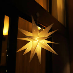 Salcar LED Papierstern 60 cm Weiß – Beleuchteter 3D Weihnachtsstern mit 18 Spitzen, Warmweißes Licht, Hängende Weihnachtsdeko für Fenster & Innenbereich