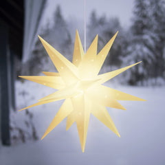 Salcar LED Papierstern 60 cm Weiß – Beleuchteter 3D Weihnachtsstern mit 18 Spitzen, Warmweißes Licht, Hängende Weihnachtsdeko für Fenster & Innenbereich