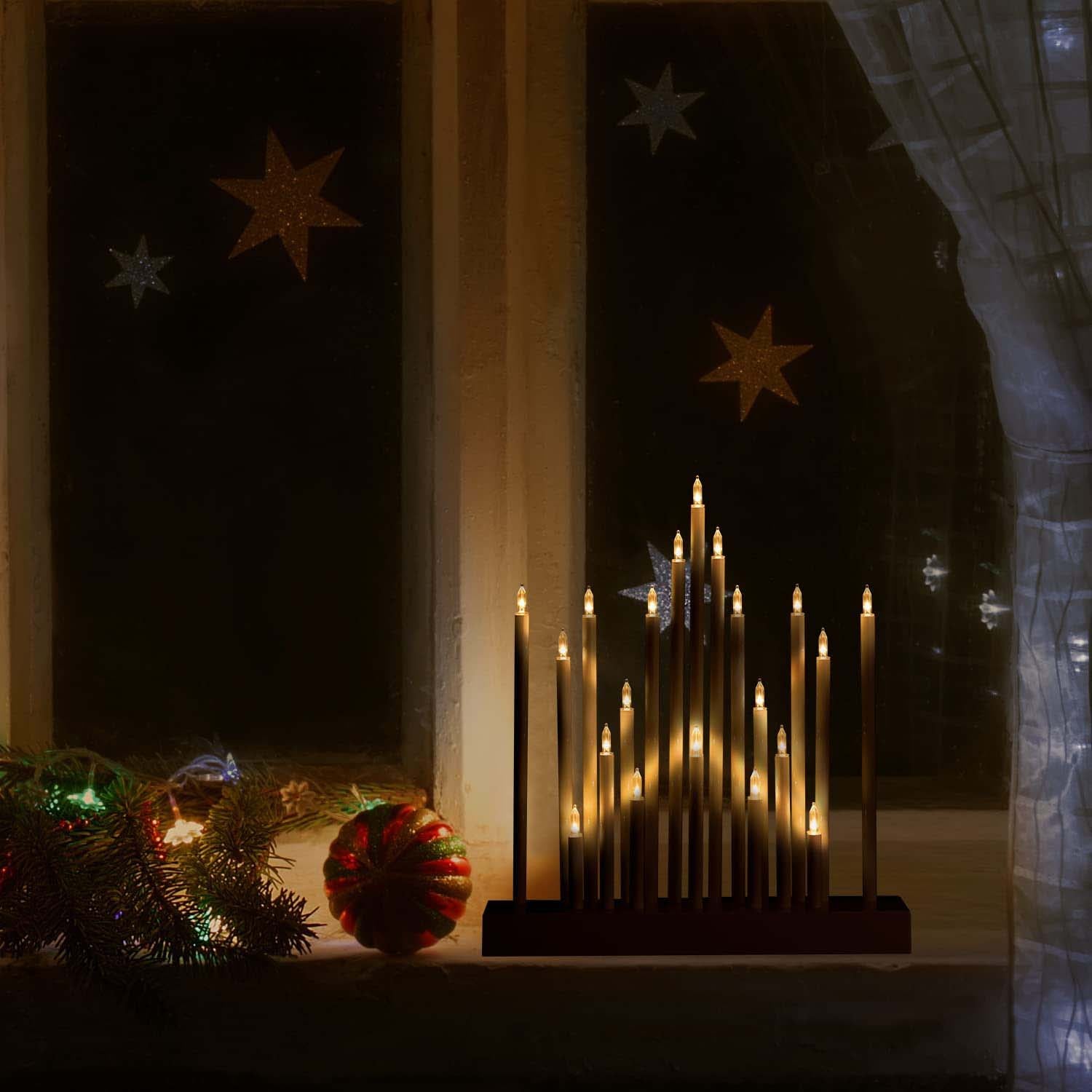 Salcar LED Adventsleuchter Stern – Batteriebetriebener Lichterbogen mit 20 LEDs, Warmweiß – Weihnachtsdeko für Fenster & Tisch Salcar