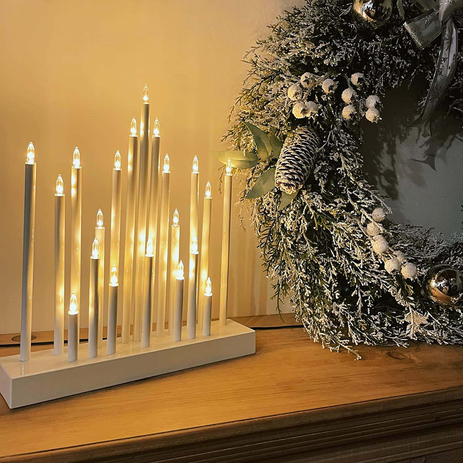 Salcar LED Adventsleuchter Stern – Batteriebetriebener Lichterbogen mit 20 LEDs, Warmweiß – Weihnachtsdeko für Fenster & Tisch Salcar