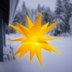 Salcar LED Papierstern 60 cm – Beleuchteter 3D Weihnachtsstern Gelb mit 18 Spitzen, Warmweißes Licht, Hängende Weihnachtsdeko für Fenster & Innenbereich