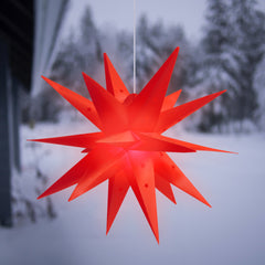 Salcar LED Papierstern 60 cm – Beleuchteter 3D Weihnachtsstern mit 18 Spitzen, Warmweiß, Hängende Weihnachtsdeko für Fenster & Innenbereich