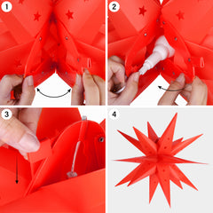 Salcar LED Papierstern 60 cm – Beleuchteter 3D Weihnachtsstern mit 18 Spitzen, Warmweiß, Hängende Weihnachtsdeko für Fenster & Innenbereich