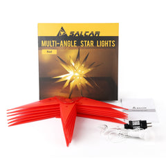 Salcar LED Papierstern 60 cm – Beleuchteter 3D Weihnachtsstern mit 18 Spitzen, Warmweiß, Hängende Weihnachtsdeko für Fenster & Innenbereich