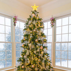 Salcar 3m LED Weihnachtsbaum-Lichterkette mit 10 Girlanden, Sternspitze & 360 LEDs – 8 Modi, Warmweiß, Sicher & Energiesparend Salcar